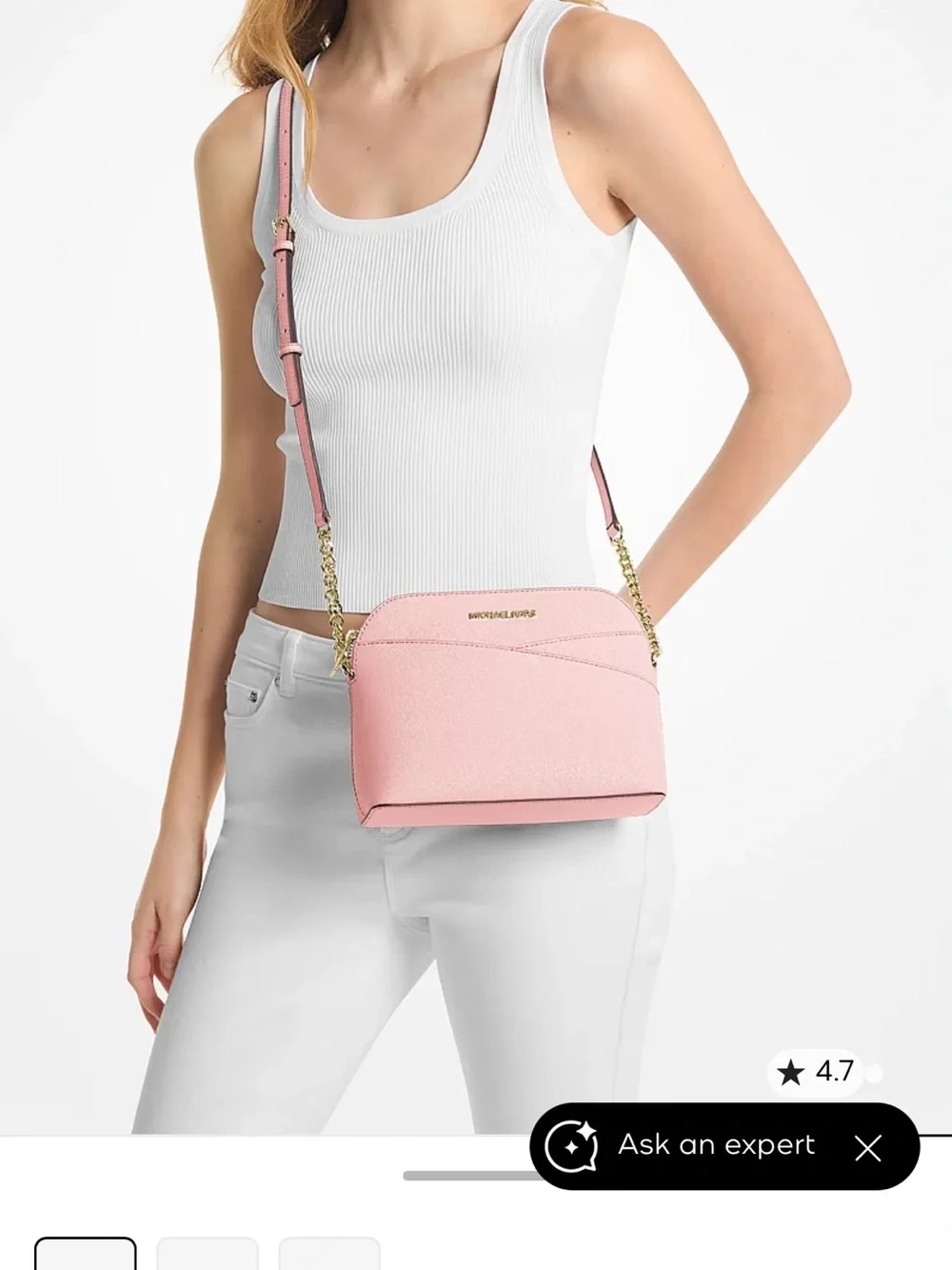 Michael Kors Pink Saffiano Crossbody with Gold Chain